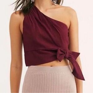 One Shoulder Front Tie Free People Crop Top
